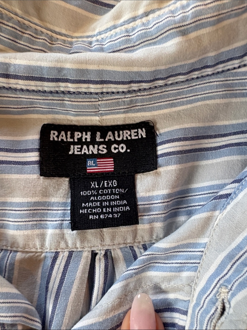 Vintage Ralph Lauren Jeans Co Blue Multi Stripe Button Down 
Perfect Oversized